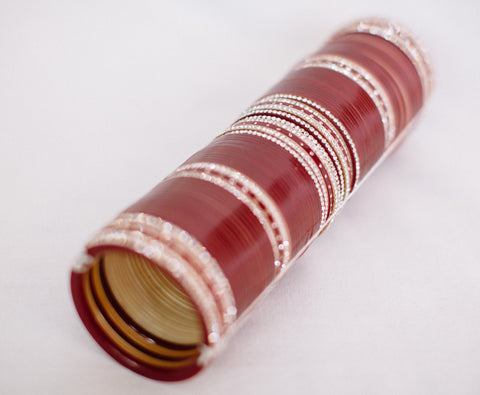 Red, Gold, and Pearl Bangle Set
