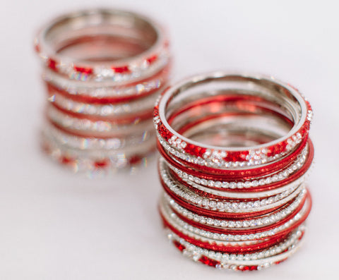 Bridal Chura - Red & White Bangles