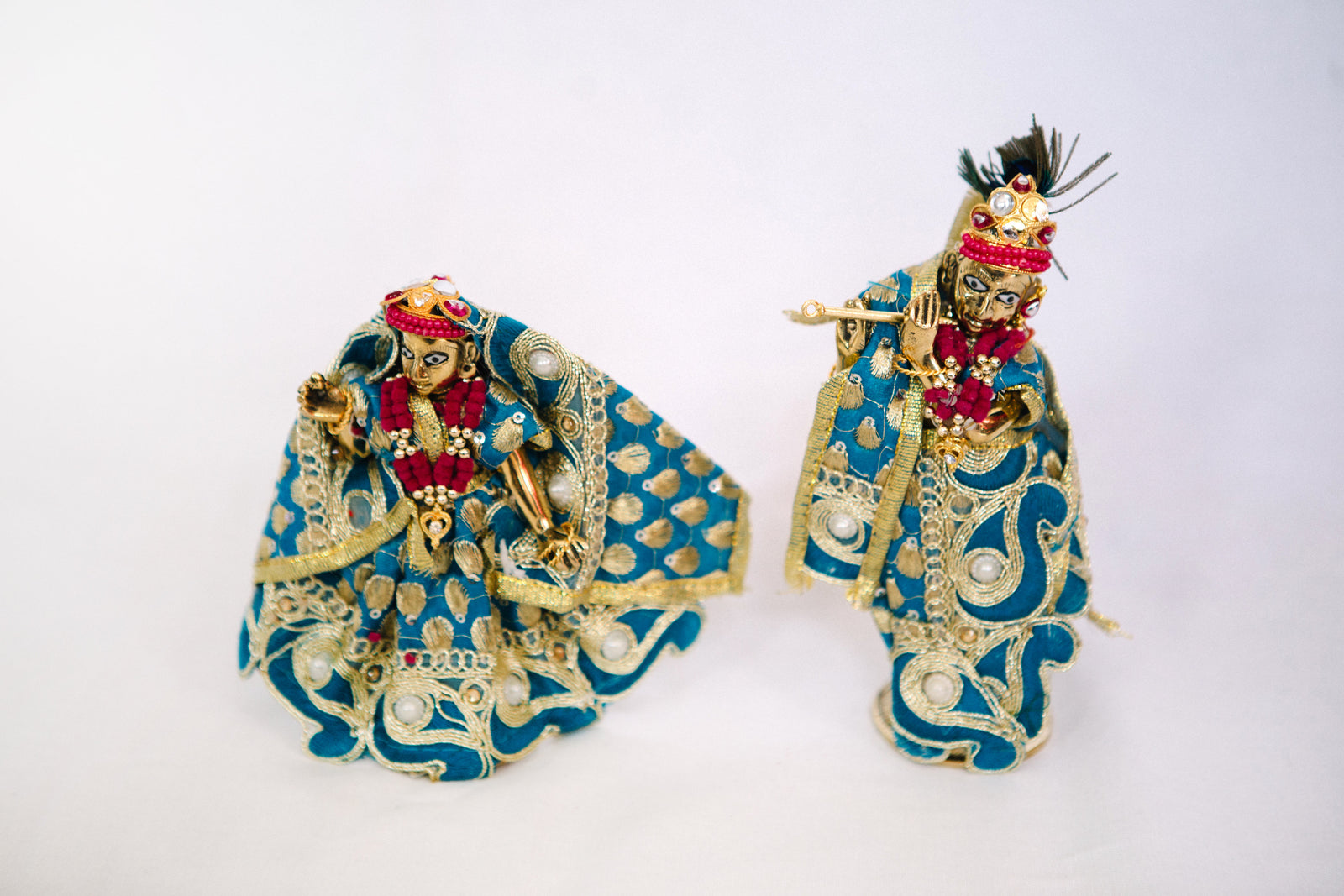 Radha & Krishna Figurines - Blue & Gold